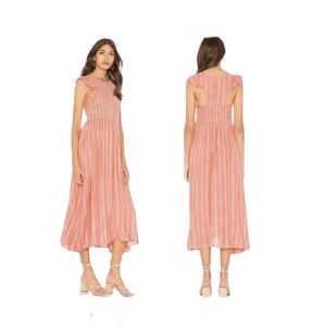 Free People Red Chambray Butterflies Midi Dress Women's Size Medium